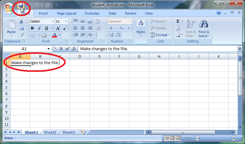 Make changes to the file and save the file
